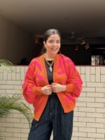 Cárdigan candy naranja - fucsia