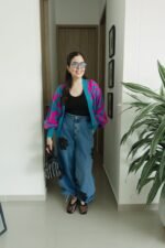 Cárdigan candy azul- fucsia